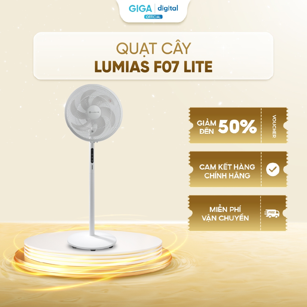 Quạt cây Lumias F07 Lite - 30W, 18 cấp độ gió - Bảng cảm ứng + Điều khiển từ xa