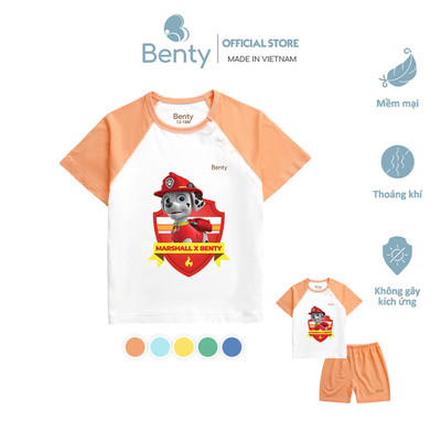 Cộc tay cài chéo in hình Paw Patrol BENTY chất vải mềm mịn, đồ ngắn tay bé trai, bé gái dễ thương