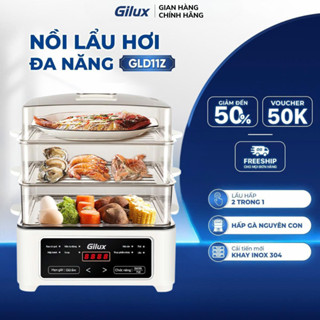 Nồi Lẩu Hơi Gilux GLZ22 Nồi Hấp 3 Tầng Đa Năng 6 Trong 1 Dung Tích 24L - Bảo Hành 12 Tháng