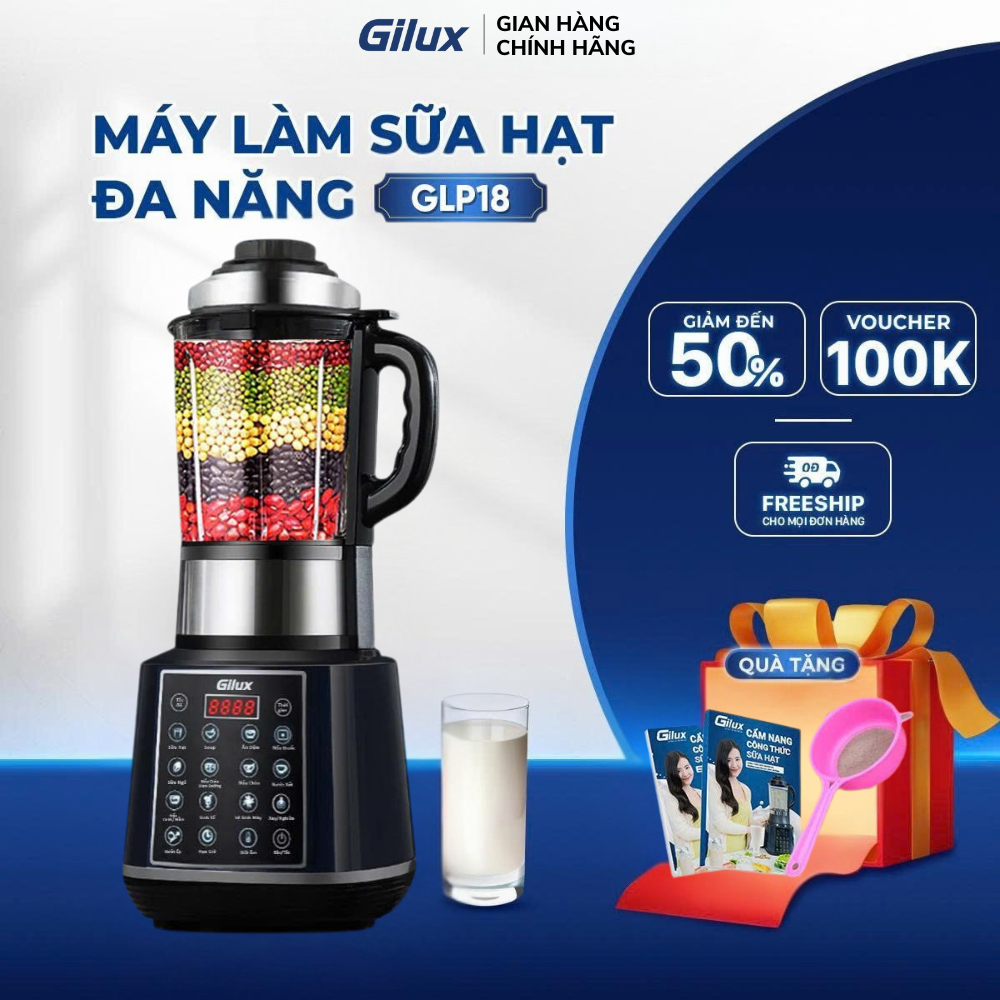 Máy Làm Sữa Hạt Gilux 1.75L Máy Xay Sinh Tố - 15 Chức Năng Xay Nấu - Công Suất Lớn 1900W