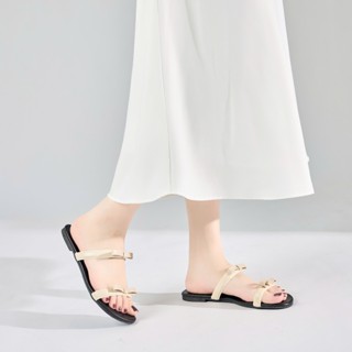 Dép nữ MWC 8593 - Dép Nữ Quai Kép Đính Nơ Thanh Lịch Thời Trang