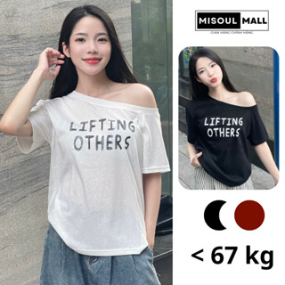 Áo Lệch Vai Cộc Tay Nữ MiSoul Mall In Chữ Trẻ Trung Chất Cotton Giấy Mềm Mại BigSize, Áo Một Vai 448