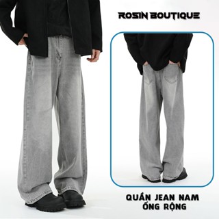 Quần Jean Nam Ống Rộng Màu Xám Bạc Wash Retro From Suông Chất Vải Dày Dặn Trẻ Trung Dễ Phối Đồ