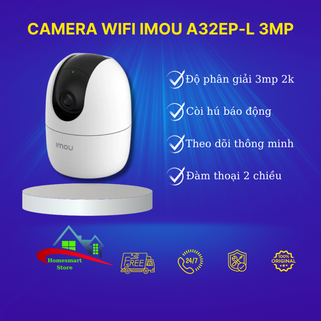 Camera IP Wifi Cao Cấp IMOU A32EP-L | Quay quét 360 độ, đàm thoại 2 chiều, Độ phân giải 2K