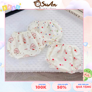  Set 5–10 Quần Đùi Cộc Nhún Bèo Vải Đũi Mềm Mại Nhanh Khô Cho Bé 5–12kg Bỏ Bỉm – SUAN KIDS 