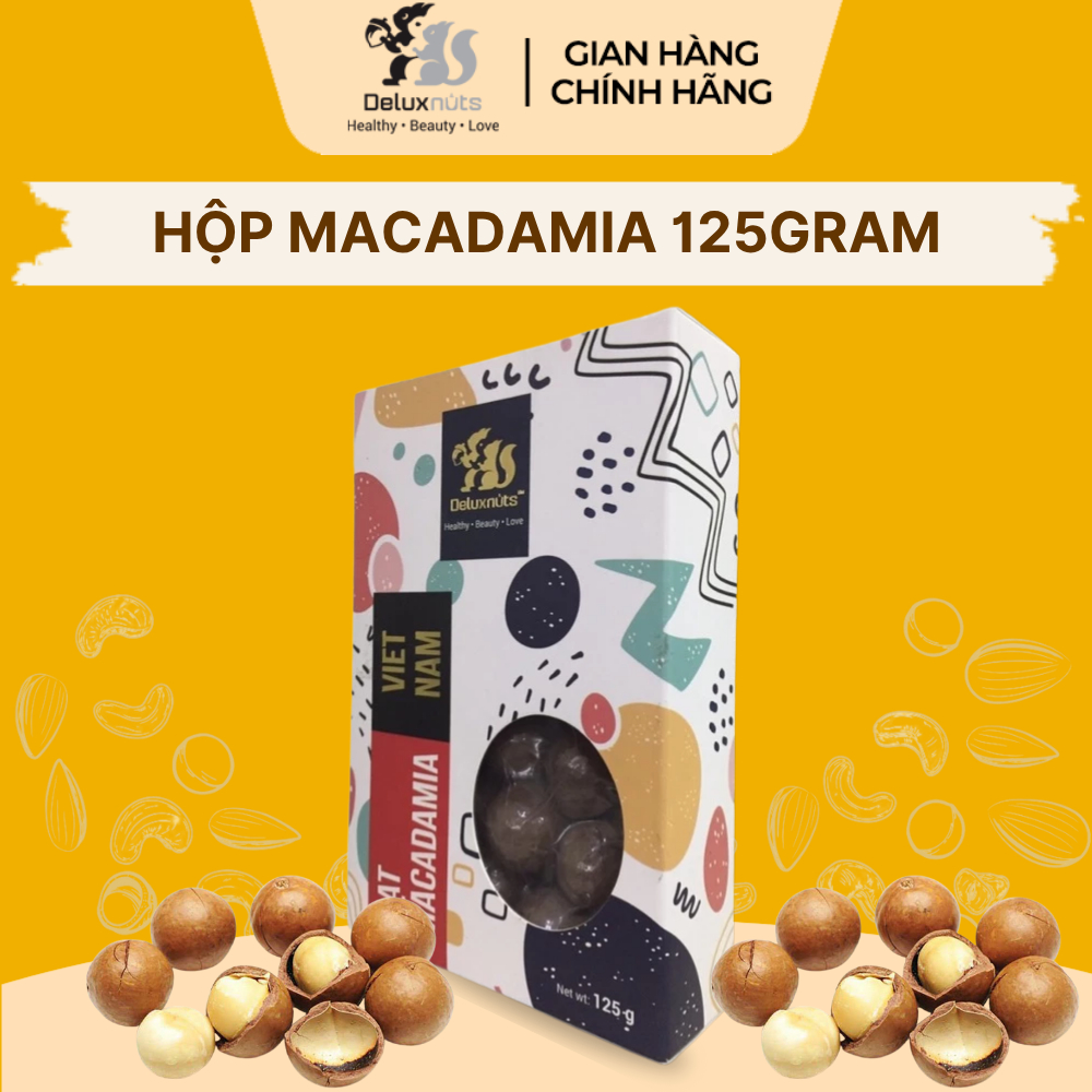 [Hỏa tốc] Hạt Macadamia 125g Deluxnuts Thơm Béo | Hộp Quà Tặng Sang Trọng, Cao Cấp