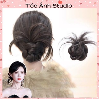Mới 2025 Búi Tóc Giả Nữ Tóc Giả Kẹp Dây Buộc Tóc Tóc Giả Xoăn Xù Mì Lông Tơ Tự Nhiên Tăng Khối Lượng Tóc Siêu Nhẹ