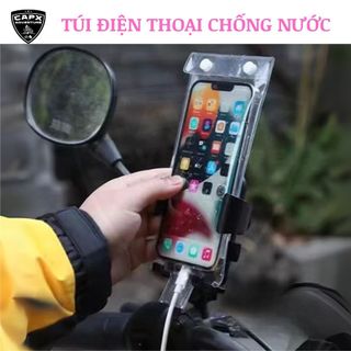 Túi Đựng Điện Thoại Chống Nước Có Cổng Sạc & Tai Nghe – Phù Hợp Cho Shipper, Đi Mưa, Gắn Xe Máy