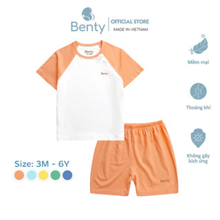 Bộ cộc tay cài chéo BENTY trơn, chất vải mềm mịn mát, quần áo trẻ em phối màu đẹp cho bé trai bé gái