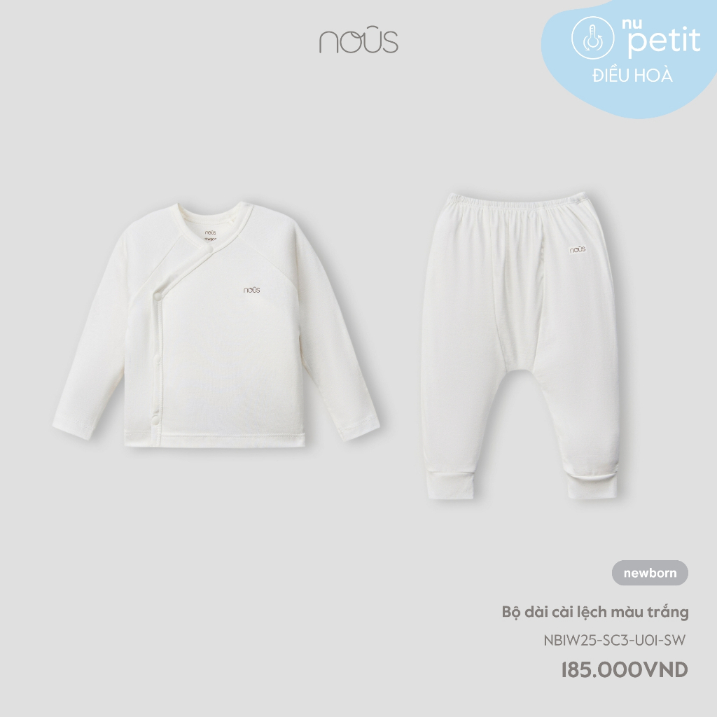 Nous Newborn bộ quần áo dài cài lệch cài thẳng bé trai bé gái sơ sinh mềm mịn cho bé dưới 5kg BST T8