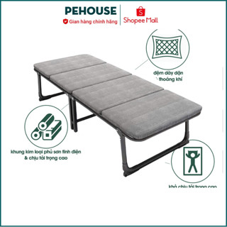 Giường gấp di động PeHouse 1 người, chịu tải 300kg, chân giường có bánh xe, sẵn đệm, gấp gọn chỉ dày 20cm - MBC2101