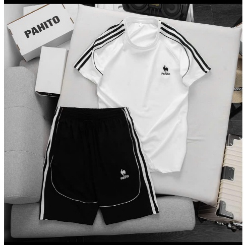 Bộ Nam Sport Top Menswear Set bộ Phối Sọc Logo Thêu Gà Poly Cá sấu Thoáng mát co giãn 4 chiều