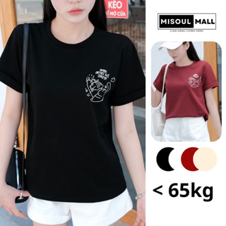 Áo Phông Nữ Cộc Tay Gấp Gấu MiSoul Mall In Hình Chất Cotton Hàn Thoáng Mát BigSize 442