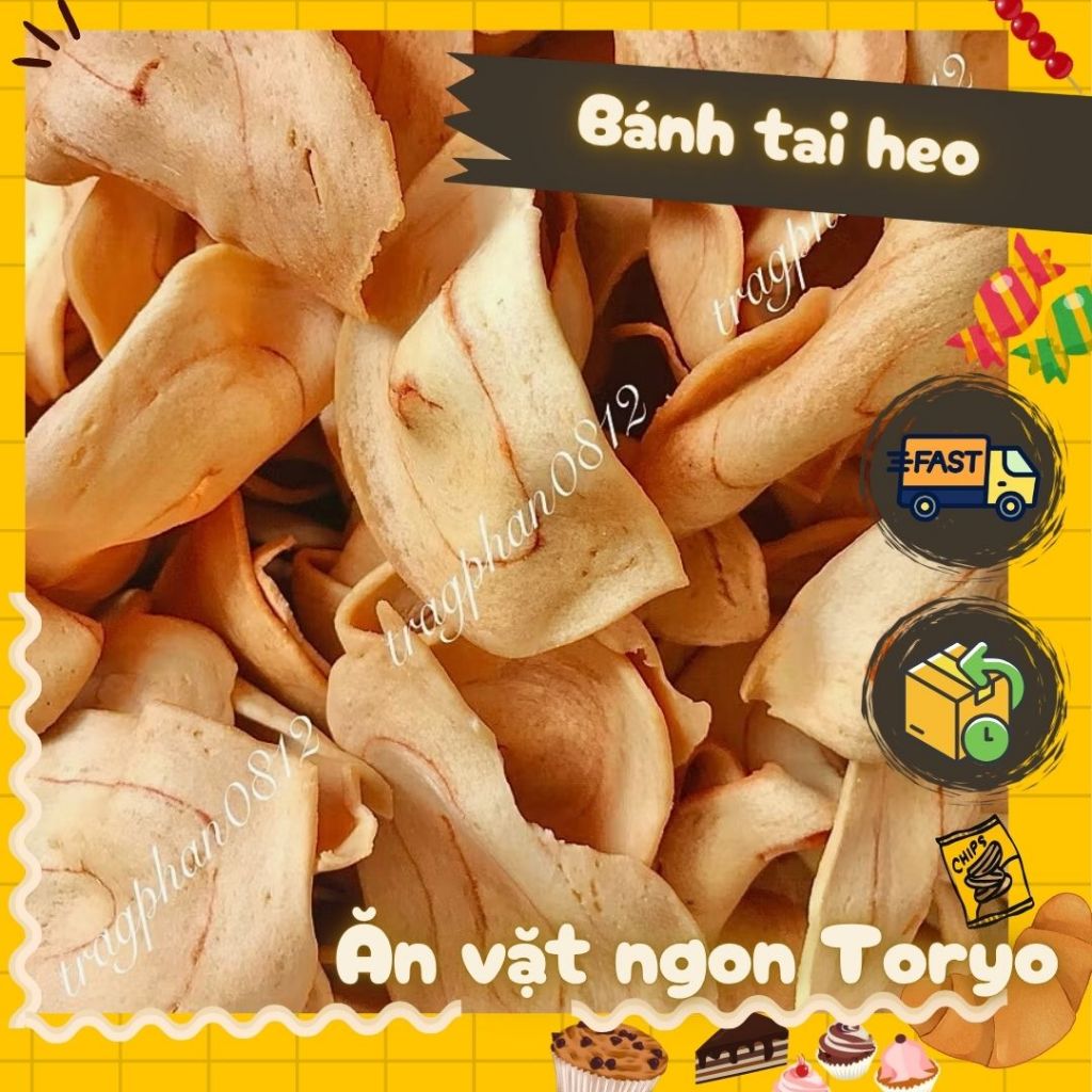 Bánh tai heo, bánh quẩy tai heo trắng, snack tai heo ngọt (500g)
