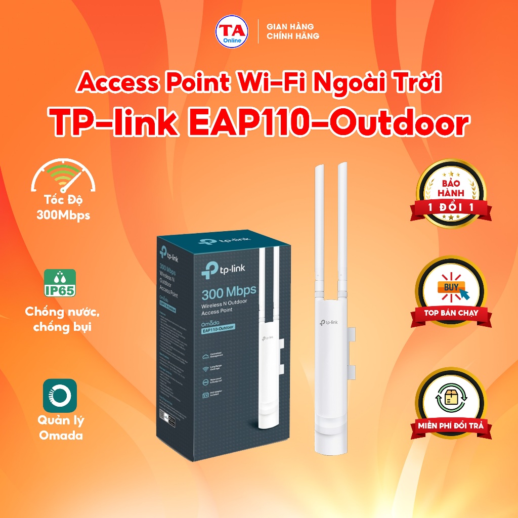 Access Point Wi-Fi Ngoài Trời TP-Link Chuẩn N Tốc Độ 300Mbps EAP110-Outdoor