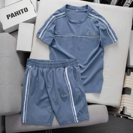 ( Set Bộ ) Bộ thể thao nam Sport ngắn tay Pahito cotton cá sấu phối viền sọc thoáng mát, co dãn 4 chiều