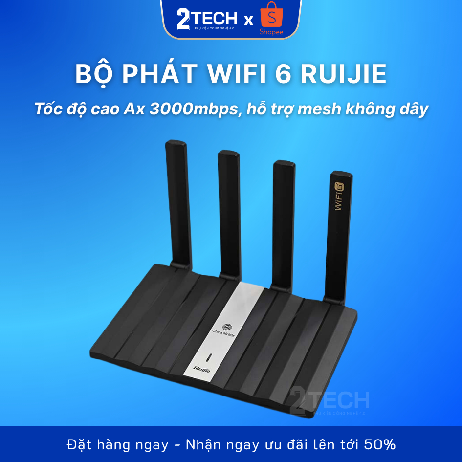 Bộ Phát Wifi 6 Ruijie RG-MA3063- WAN/LAN full Gigabit, Tốc Độ 3000Mbps- Mesh, roaming