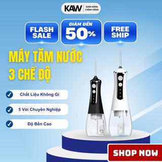 Máy tăm nước Kaw 386F - 3 Chế Độ Phun, Dung Tích 300ml Kèm 5 Đầu Vòi Xịt - Bảo Hành 12 Tháng