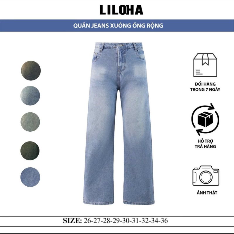QUẦN JEANS XUÔNG ỐNG ĐỨNG LILOHA WASH NHIỀU MÀU QX01 | BigBuy360 - bigbuy360.vn