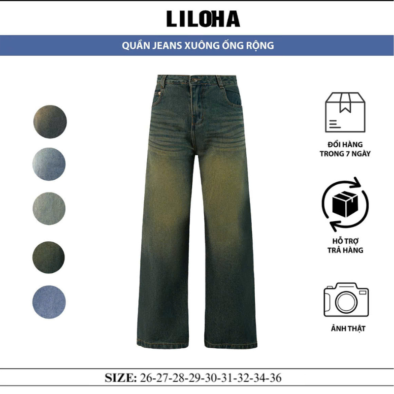 QUẦN JEANS XUÔNG ỐNG ĐỨNG LILOHA WASH NHIỀU MÀU QX01 | BigBuy360 - bigbuy360.vn