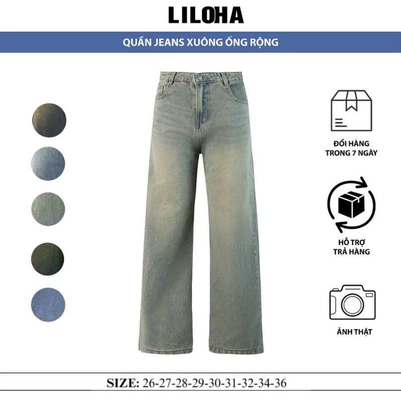 QUẦN JEANS XUÔNG ỐNG ĐỨNG LILOHA WASH NHIỀU MÀU QX01 | BigBuy360 - bigbuy360.vn