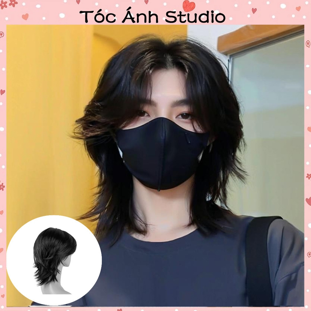 tóc giả nguyên đầu Tóc Giả Unisex Mullet Hàn Quốc Nguyên Đầu Siêu Thật Mát Mẻ -Siêu Cá Tính tóc mái giả cho nữ