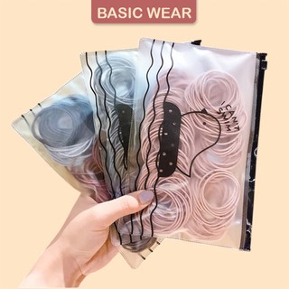Túi 100 Chun Cột Tóc, set 100 Chun Buộc Tóc Túi Zip