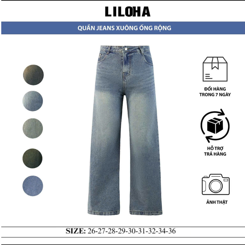 QUẦN JEANS XUÔNG ỐNG ĐỨNG LILOHA WASH NHIỀU MÀU QX01 | BigBuy360 - bigbuy360.vn