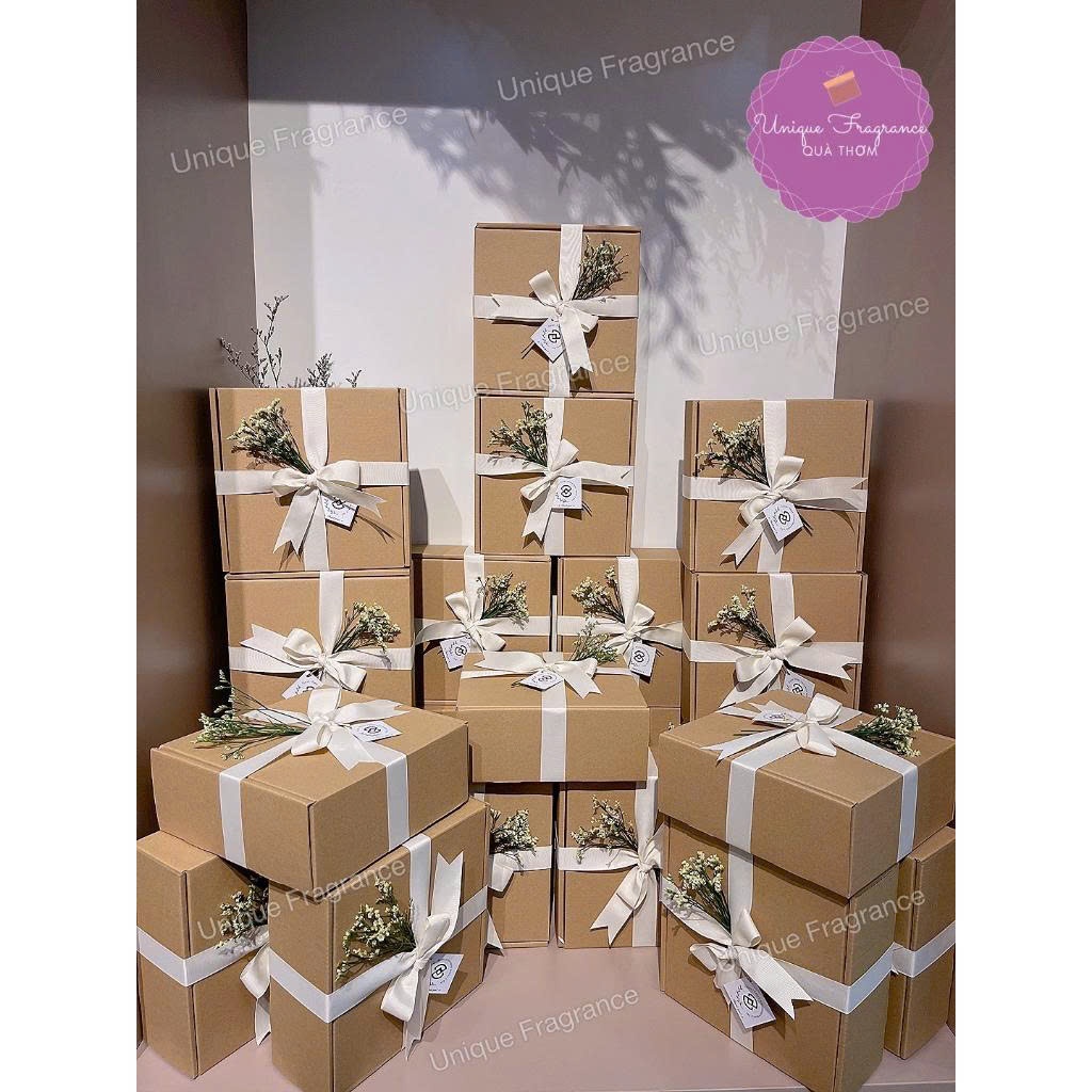Hộp đựng quà kraft đựng quà Noel, 20/11 sinh nhật, tốt nghiệp, quà tặng bạn bè kèm túi quà size 20x2