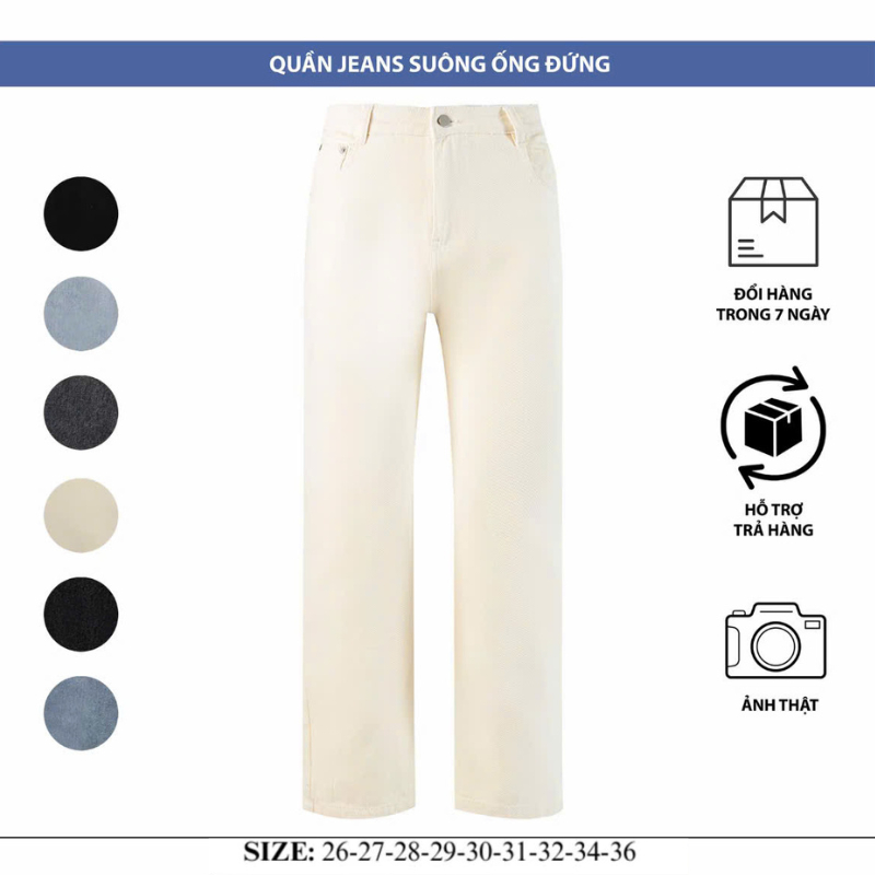 (LILOHA x THANHDONGIAN) Jean Ống Suông Màu Trắng – Phong Cách Tối Giản – Vải Dày Tôn Dáng – Mã JW01 | BigBuy360 - bigbuy360.vn