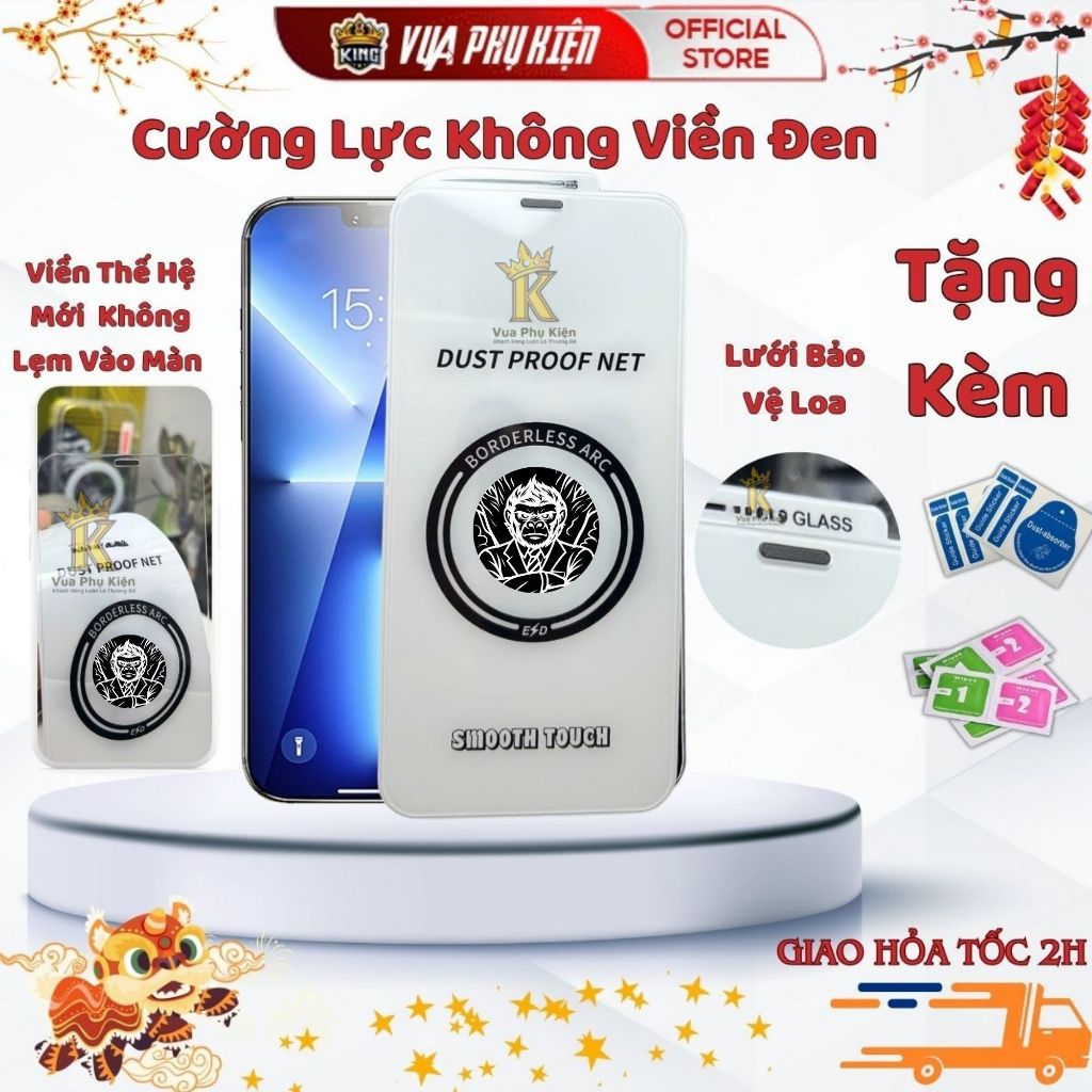 Kính cường lực iphone không viền đen, có viền, bảo vệ loa MKING Xsmax 11 12Promax 13 14Promax 15Promax 16 Pro max