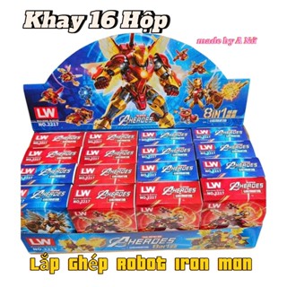  Khay 16 Hộp Lắp Ghép Robot Iron Man Đồ Chơi Lắp Ráp Chiến Cơ Người Sắt Mẫu Mới 