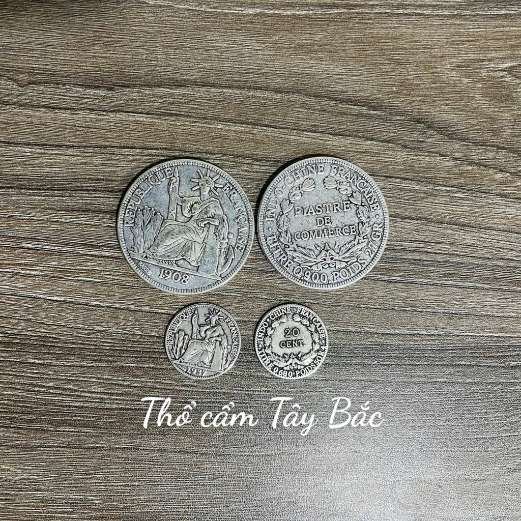 Đồng Xu Bạc Hoa Xoè bằng đồng Đông Dương Nghệ Thuật Kỉ Niệm 1937-1908 các năm các nước Anh Pháp Mỹ