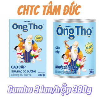 Combo 3 Sữa đặc có đường Ông Thọ Trắng nhãn xanh lon/hộp 380g