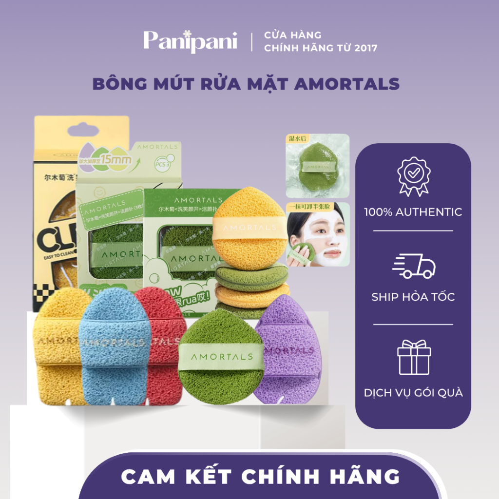 Bông Mút Rửa Mặt Bọt Biển AMORTALS Chính Hãng
