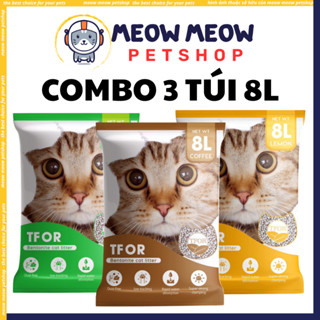 [COMBO 3 TÚI 8L] Cát vệ sinh cho mèo TFOR Túi 8L 3.5KG vón tốt, khử mùi hiệu quả
