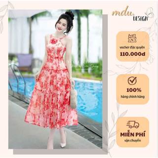 Váy Maxi Biển K19-D2-2 MDU4125 Dáng Dài Cổ Yếm Họa Tiết Hoa Nhiệt Đới Từ MDU