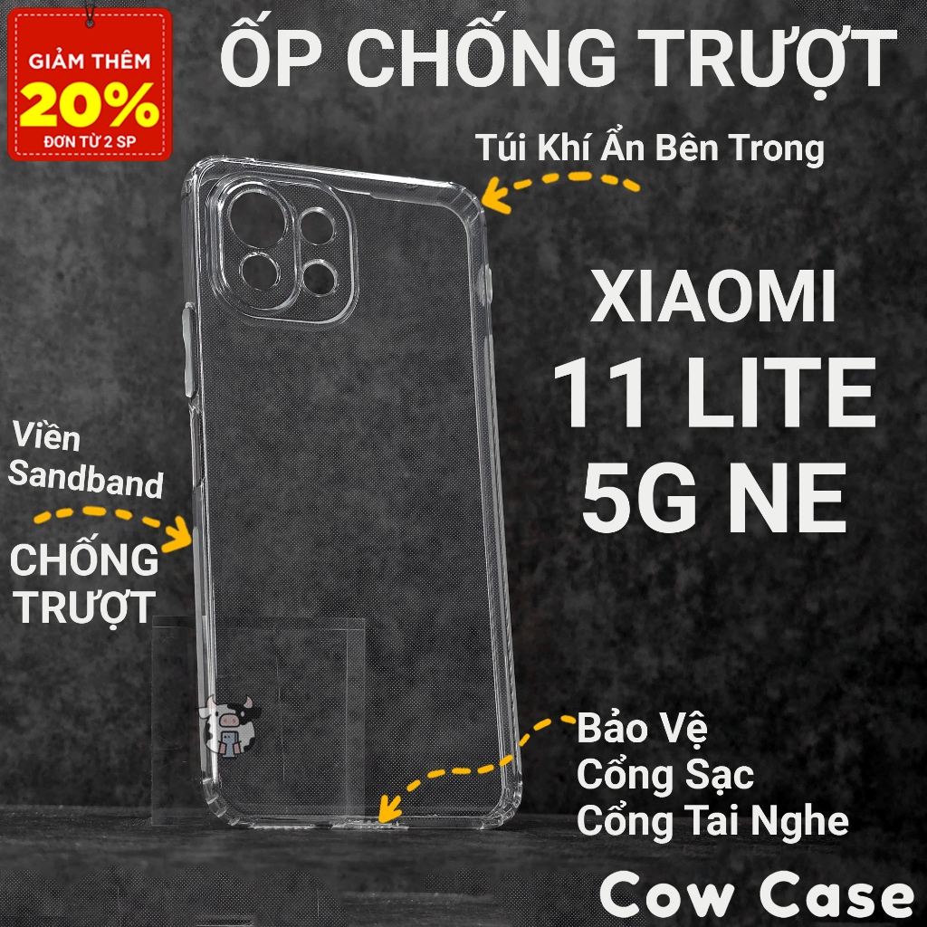 Ốp lưng Xiaomi 11 lite 5G NE Cowcase chống trơn trượt | Ốp điện thoại Xiaomi dẻo bảo vệ camera đt to