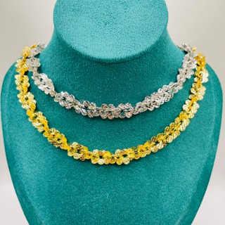 Dây chuyền xoắn hoa mai chất liệu bằng titan bảng 8 li màu vàng hoặc trắng bền đẹp không phai, trangsucmoiluatuoi.RIN