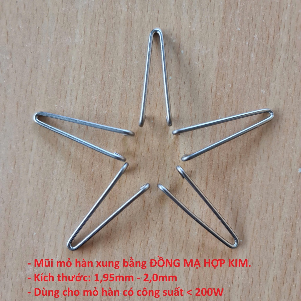 COMBO 5 Mũi mỏ hàn xung công suất 100W, 125W, 150W, bằng đồng mạ hợp kim, hàn ăn thiếc, ít đứt gẫy