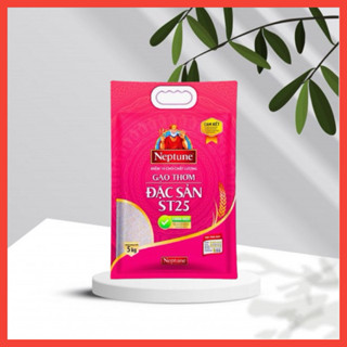 Gạo ST25 Neptune Hút Chân Không Dẻo Thơm Mềm Cơm túi 5kg - Hàng Chính Hãng