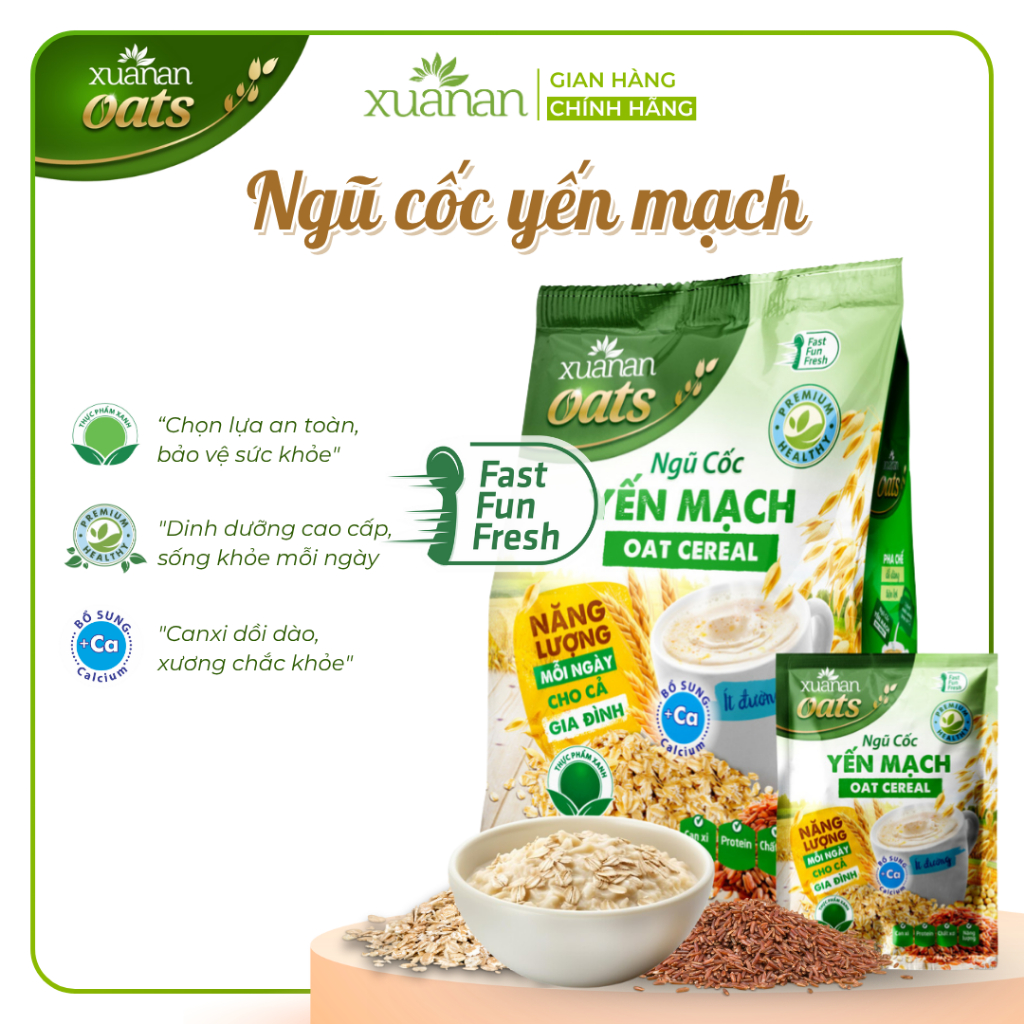 Ngũ Cốc Yến Mạch Xuân An [ít đường] Túi 400G {25g*16 gói}