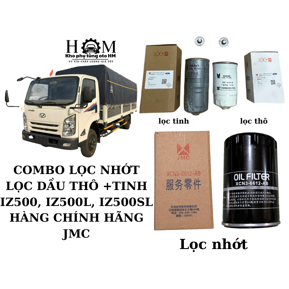 [HÀNG XỊN] Combo Lọc Dầu Nhiên Liệu Diesel +Lọc Nhớt Xe DOTHANH IZ500, IZ500L, IZ500SL MÃ XCN3-6612-