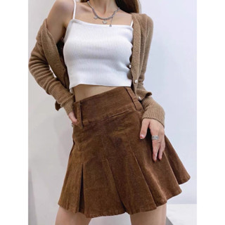 Chân Váy Xếp Ly Lưng cao Bản Đai To thời tranh y2k vải nhung tăm mịn có quần bảo hộ cho nữ m616