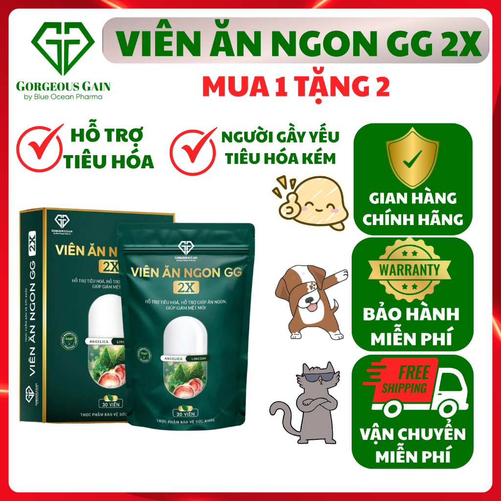 [Quà Tặng Dinh Dưỡng] VIÊN ĂN NGON GG 2X ( Hỗ Trợ Hấp Thu Cho Người Gầy Cơ Địa) Gian Hàng Chính Hãng