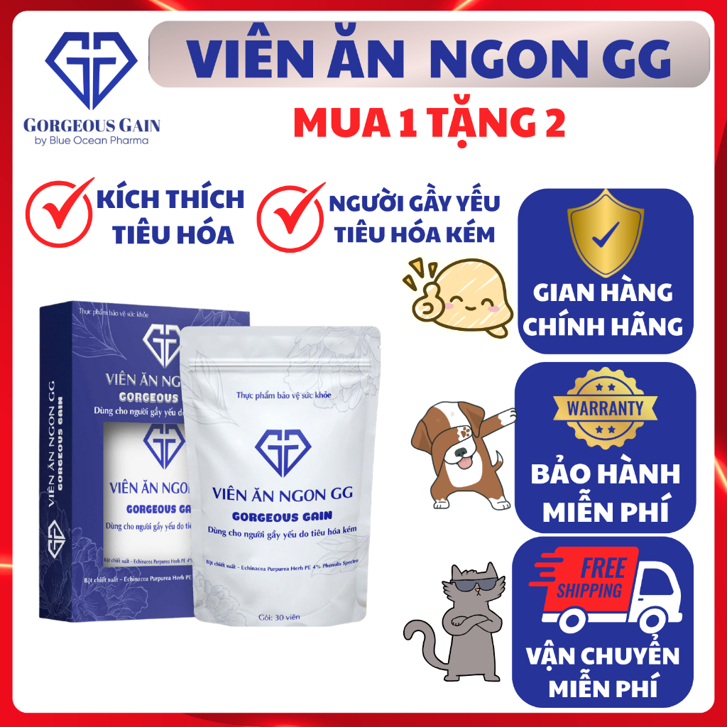 [Quà Tặng Dinh Dưỡng] Viên Ăn Ngon GG Hỗ Trợ Hấp Thu Cho Người Gầy . Cam Kết Chính Hãng 100%