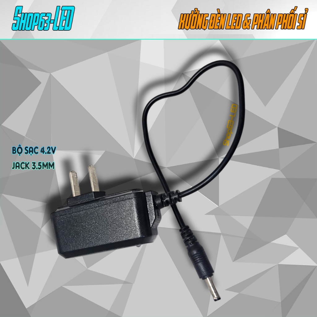 Củ sạc liền dây 3.5mm, dùng cho đèn đội đầu, quạt mini, bóng tích điện, chuyển màu đèn khi sạc đầy