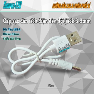 Cáp sạc đèn đội đầu và đèn tích điện jack 3.5mm, chiều dài 30cm (gắn trực tiếp vào cốc điện thoại hoặc pin dự phòng)