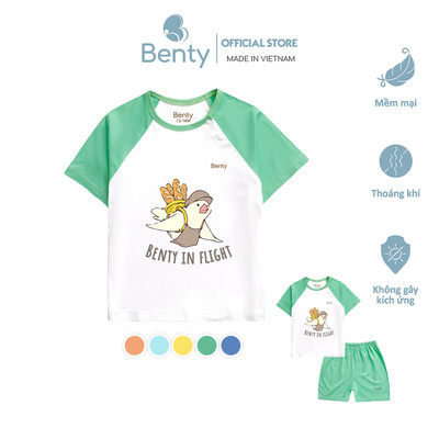 Bộ cộc tay cài chéo BENTY BT002 mềm mịn mát, thấm hút mồ hôi, đồ bộ trẻ em cao cấp