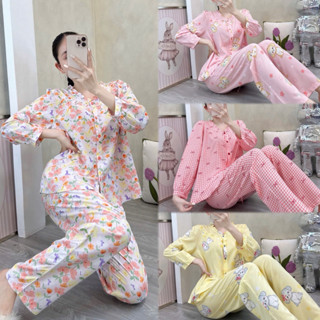 Đồ bộ tole nữ, bộ lanh mặc nhà 3 nút gài tay lỡ quần dài  F21 VNXK